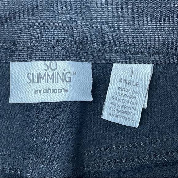 Chico's So Slimming Ankle Pants Size  1 Black Stretch  Denim Slim Leg - Picture 8 of 10
